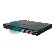 Коммутатор 4610-30P-O-AC-F Edge-corE AS4610-30P, 24-Port GE RJ45 port PoE+, last 8 ports Ultra-PoE, 960W PoE Bugdet, 4x10G SFP+, 2 port 20G QSFP+ for stacking, Broadcom Helix 4, Dual-core ARM Cortex A9 1GHz, dual 110-230VAC 600W hot-swappable PSUs, one fixed syste