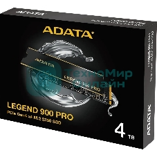 Накопитель SSD ADATA LEGEND 900 PRO, 4Tb, PCIe 4.0 x4, M.2 2280, NVMe, R/W 7400/6500, с радиатором