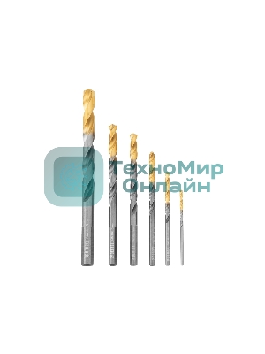 Набор сверл по металлу Denzel 2-8мм, Р6М5К8-TiN, Golden Tip, 6 шт