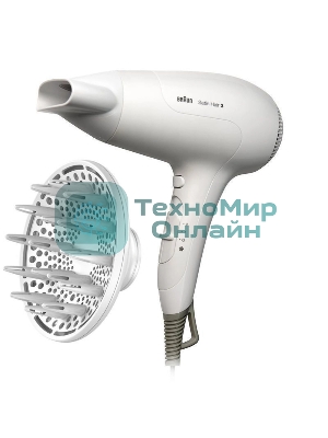 Фен Braun HD385 Satin Hair 3 белый, 2000 Вт, ионизация