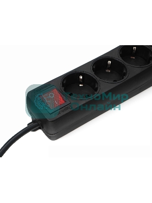 Удлинитель Гарнизон EL-NB-G3-B-3 3р 10А 3 м с выключателем и заземлением, черный