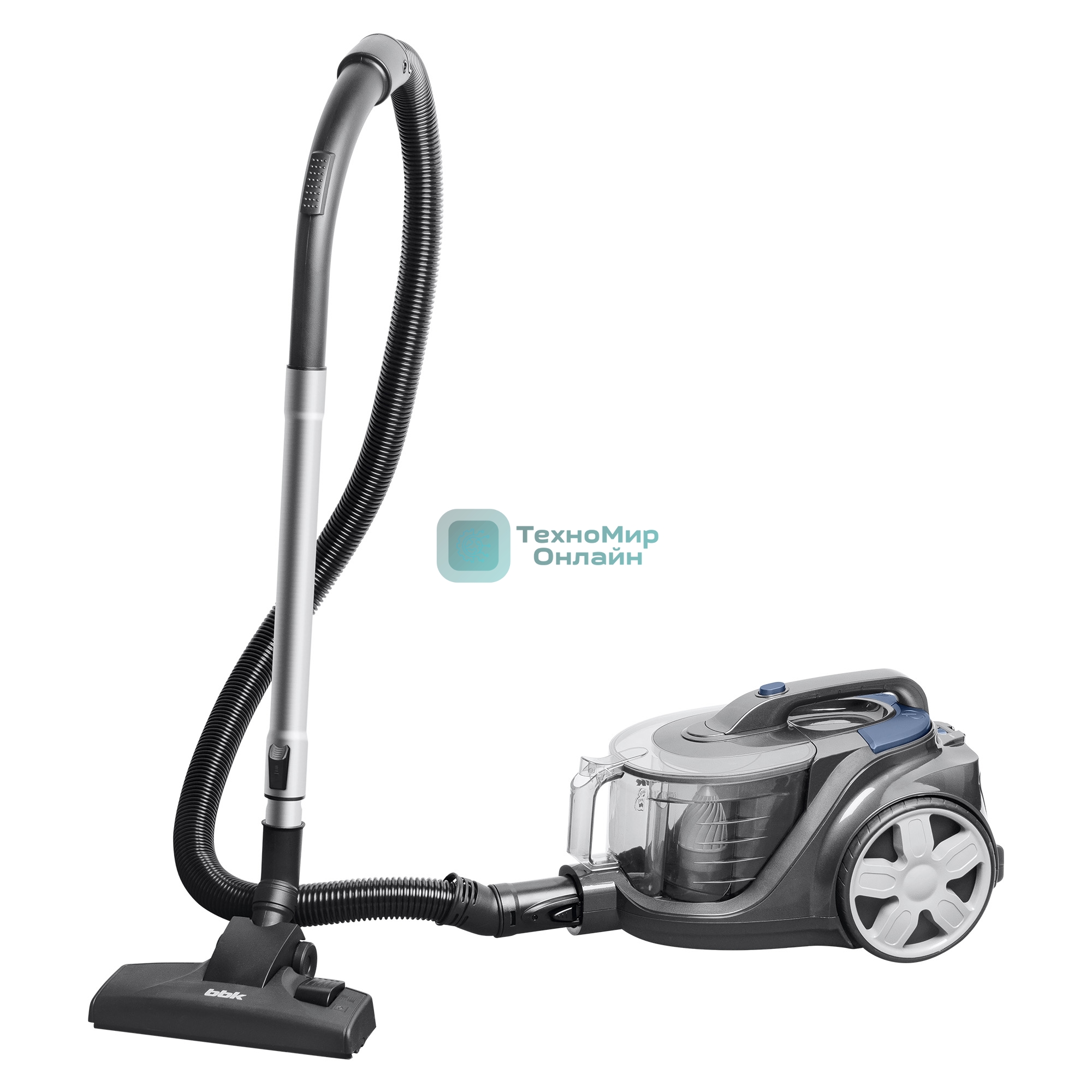 Пылесос BBK BV1900 серый/синий, 400/2200 Вт, уборка сухая, пылесборник контейнер 3 л