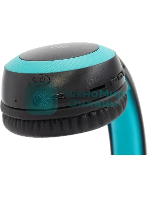 Беспроводные/проводные наушники Digma BT-15 черный/голубой, накладные, Bluetooth + проводной, складная конструкция, до 10 ч