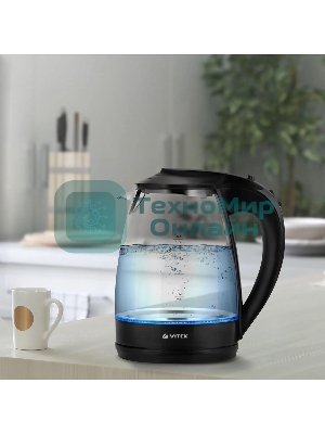 Чайник электрический Vitek VT-1122 TR бесцветное стекло (стекло, 1.7 л, 2200 Вт)