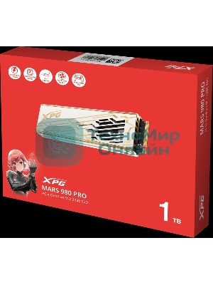 Накопитель SSD ADATA XPG MARS 980 PRO, 1000Gb, M.2(22x80мм), NVMe, PCIe 5.0 x4, 3D NAND, R/W 14000/10000Mb/s, IOPs 1 600 000/1 650 000, TbW 740, DWPD 0.4, with Heat Sink (5 лет)