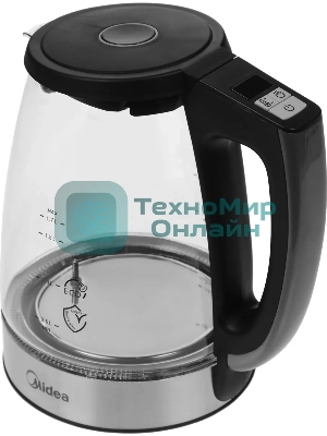 Чайник электрический Midea MK-8019, мощность 2200 Вт, объем 1.7 л, цифровой дисплей, регулировка температуры нагрева, 6 режимов нагрева, поддержание температуры, подсветка