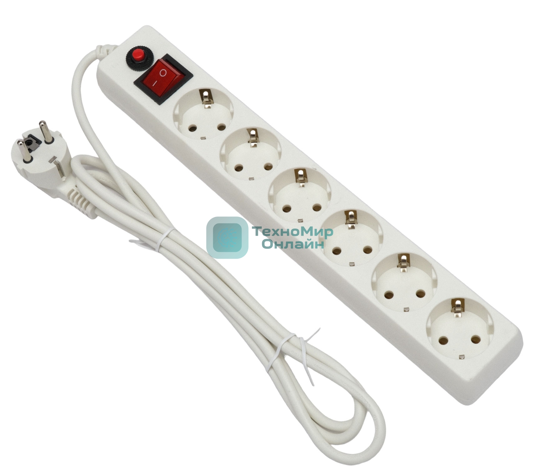 Сетевой фильтр Гарнизон ECL-6-W-1.8, 6 р, 10А, 1.8 м, ур.защиты 4, белый, пакет