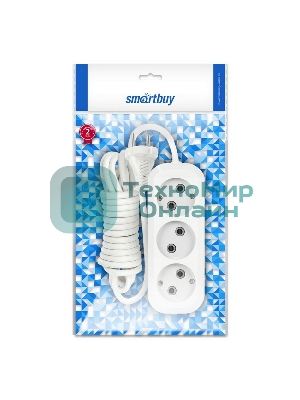 Удлинитель бытовой Smartbuy (SBE-10-3-1.5-N) 3 гнз х 1,5 м (10А/2.2 кВт, ПВС 2х1.0)