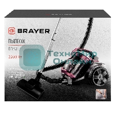 Пылесос BRAYER BR4211 черный/бордовый, 400/2200 Вт, уборка сухая, пылесборник контейнер, 3 л