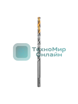 Сверло спиральное по металлу Denzel 6,5 х 148 мм, Р6М5, Golden Tip, удлиненное