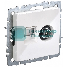 Розетка телевизионная двойная IEK BRITE BR-AK20-1-K01 TV+RJ45 кат.5E РТВ/РК12-БрБ белый