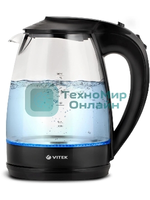 Чайник электрический Vitek VT-1122 TR бесцветное стекло (стекло, 1.7 л, 2200 Вт)