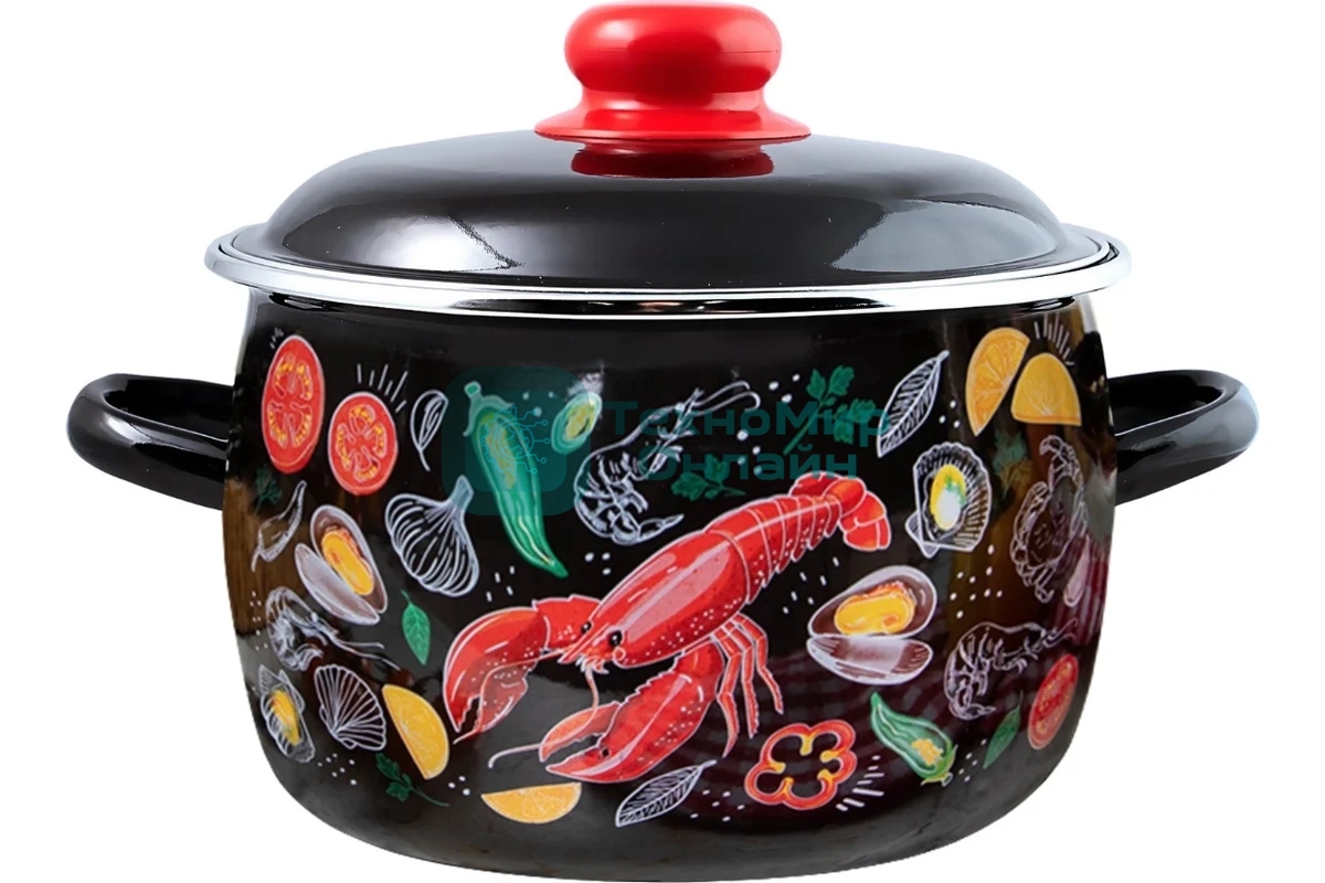 Кастрюля Appetite 1RC221M Лобстер с крышкой, эмалированная сталь. сфер. 5,5 л