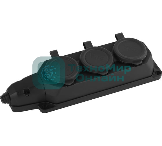 Колодка каучуковая ЭРА с/з 3гн 16A IP44 черная