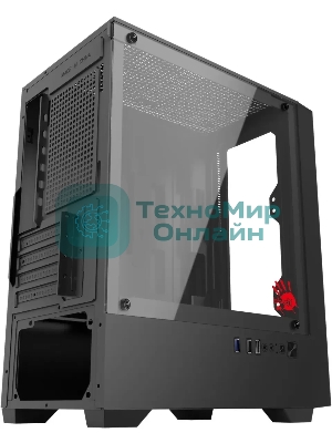 Компьютерный корпус Bloody CC-123 черный без БП mATX 8x120мм 2xUSB2.0 1xUSB3.0 audio bott PSU