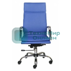 Кресло руководителя Бюрократ CH-993/blue синий, искусственная кожа, крестовина хромированная