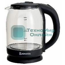 Чайник электрический ВАСИЛИСА ВА-1034 стекло, черный, 1.8 л, 1500 Вт