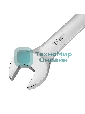 Ключ комбинированный трещоточный Denzel 17 мм, CrV, матовый хром