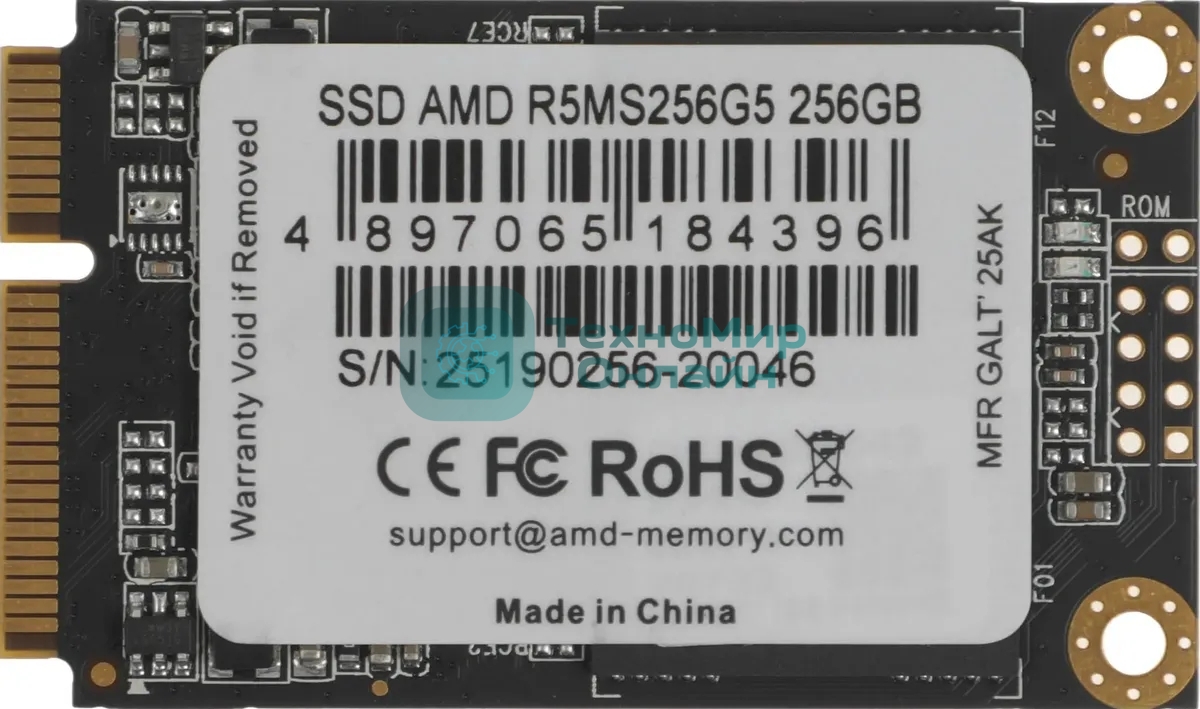 Накопитель SSD AMD Radeon 256Gb Client SSD mSATA 3D NAND Retail R5MS256G5
