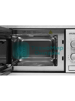 Микроволновая печь встраиваемая Hyundai HBW 2030 IX нержавеющая сталь, 20 л, 800 Вт, переключатели - поворотный механизм