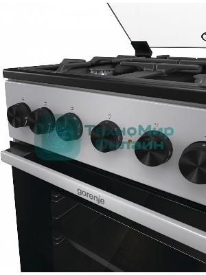 Плита комбинированная Gorenje GK5B44SF серебристый, конфорок 4 газовых, духовка 70 л, 50 см x 85 см x 59.4 см