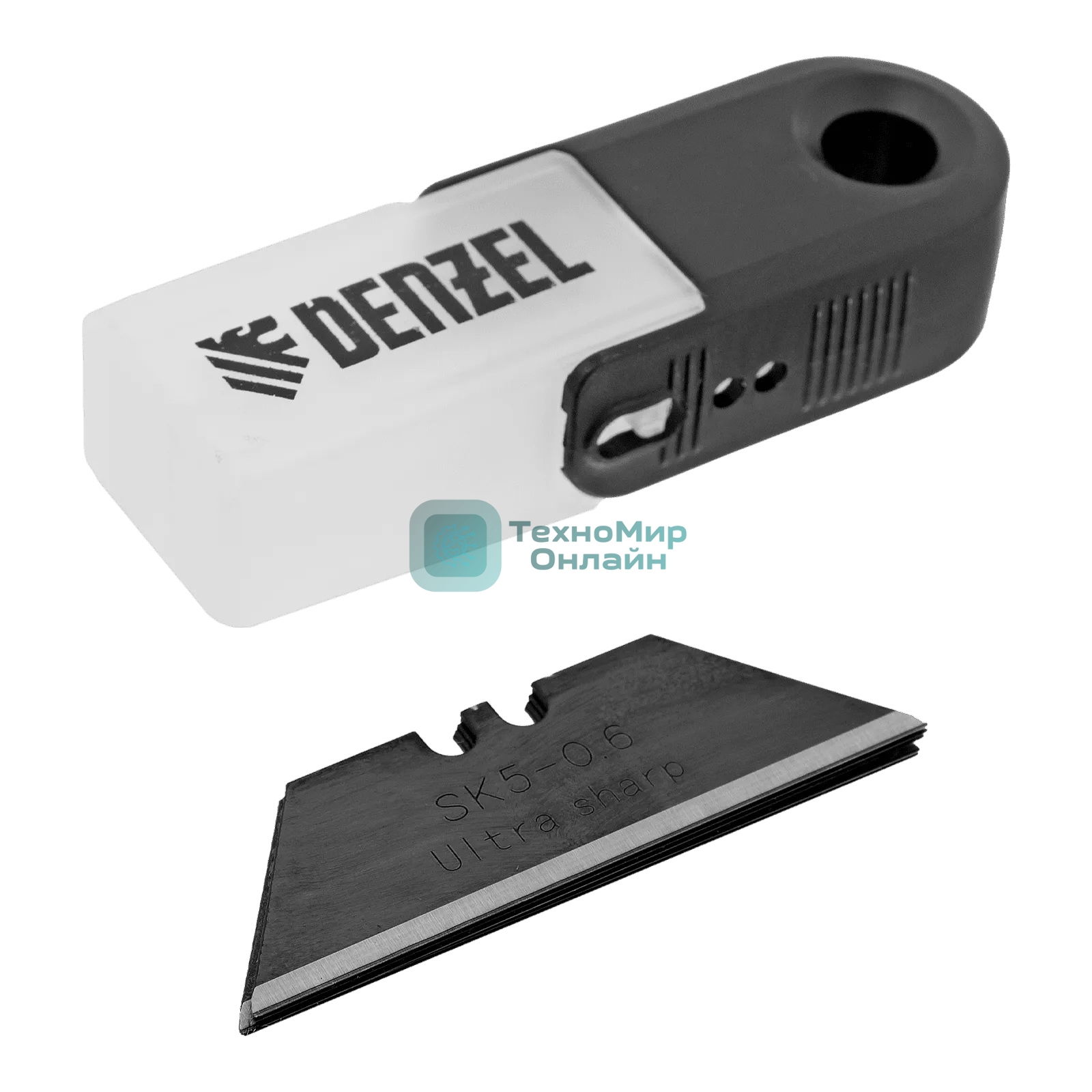Лезвия Denzel 19 мм, сталь SK5 - 0,6 мм, трапециевидные, 5 шт.