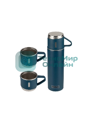 Набор: термос + ТЕРМОкружки MALLONY FESTA, 0,5 л (3 кружки), синий (106055)
