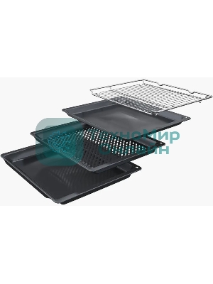 Встраиваемый духовой шкаф Bosch, Serie 4, Auto Pilot 10, объем 71 л, 7 режимов нагрева, 4D Hotair, телескопические направляющие 1уровень,пиролиз, сенсорное управление, черный+профиль из нерж. стали