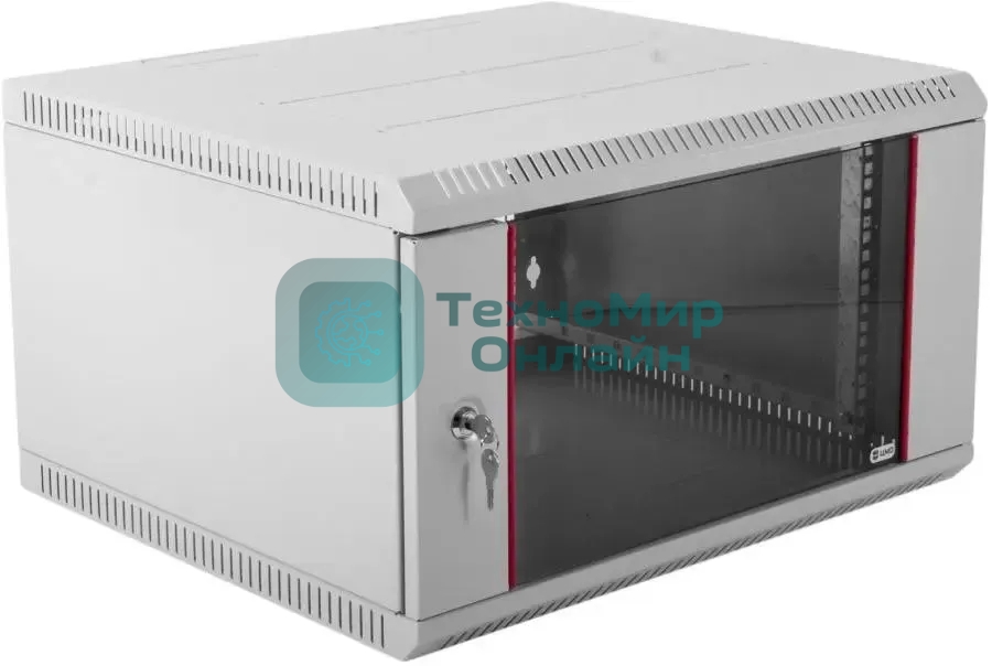 Шкаф настенный ЦМО ШРН-Э-6.350 6U 600x350 мм пер. дв. стекл несъемные бок. пан. серый