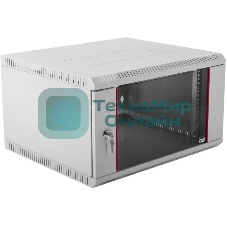 Шкаф настенный ЦМО ШРН-Э-6.350 6U 600x350 мм пер. дв. стекл несъемные бок. пан. серый