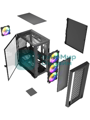 Корпус PowerCase ByteFlow Micro Black LE, Micro-Tower, чёрный