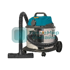 Строительный пылесос Bort BSS-1215 синий/серебристый, 260/1200 Вт, уборка сухая/влажная, пылесборник мешок/контейнер, 15 л