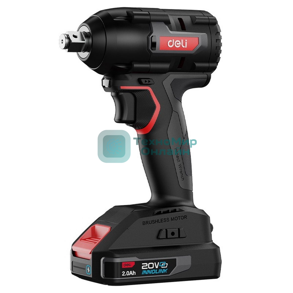 Гайковерт ударный аккумуляторный Deli DE-BS20-1D2 (2АКБ*2А·ч + ЗУ, 20V, 350Нм, 0-2800об/мин, 0-3600уд/мин, сумка)