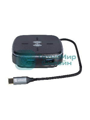 Многофункциональная док-станция Intrend ITACS-9W Type-C с беспроводной зарядкой 3 встроенных высокоскоростных USB 3.0, встроенный высокоскоростной TF и SD карт ридер, разъем RJ-45 для подключения к локальной сети HDMI 4K/30Hz, 60W Power Delivery порт,