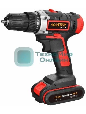 Дрель-шуруповерт MASTER ДА-18/2 Li, 18 В, 2 Ач, 40 Нм, щеточный