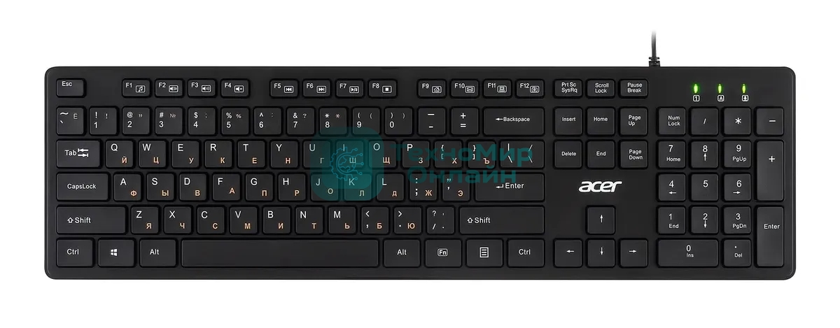 Клавиатура проводная Acer OKW122, USB, черный