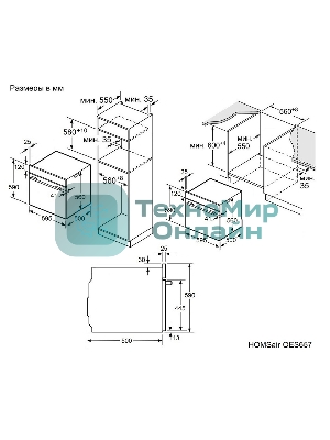 Духовой шкаф электрический встраиваемый HOMSair OES657BK черный