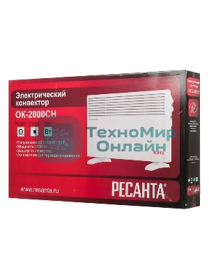 Конвектор электрический Ресанта ОК-2000СН белый, 2000 Вт, 20 м2, термостат