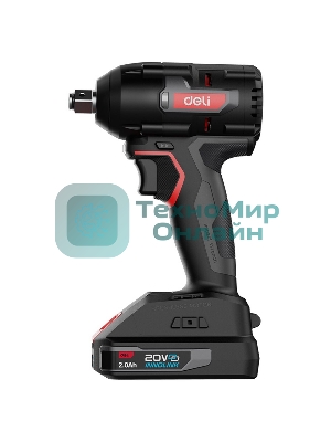 Гайковерт ударный аккумуляторный Deli DE-BS20-1D2 (2АКБ*2А·ч + ЗУ, 20V, 350Нм, 0-2800об/мин, 0-3600уд/мин, сумка)