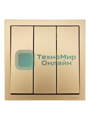 Выключатель LEZARD 704-3688-109QC 3-кл. СП ZIMA IP20 10А безвинт. зажим, зол.