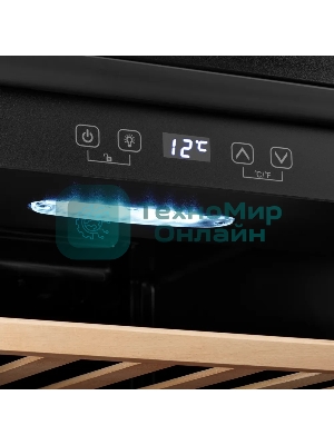 Винный шкаф Kuppersberg RSW 82, отдельностоящий, High-Tech, объем 128 л, вместимость 40 бутылок, диапазон температуры 5-20 градусов, механическое открытие двери, 6 полок из бука, LCD дисплей, уровень шума 38 дБ, черный