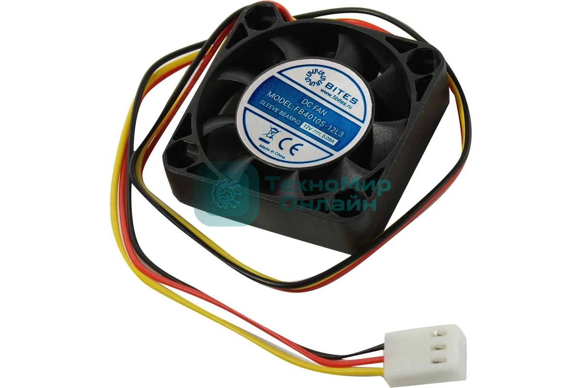 Вентилятор для корпуса 5bites FB4010S-12L3 черный, 40 x 40 мм, 5000 об/мин, 22 дБ, 3 pin