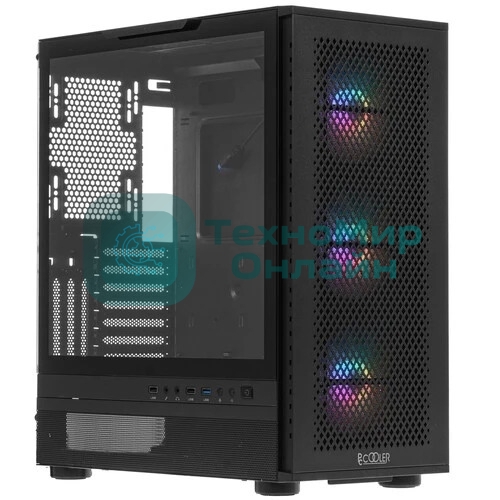 Корпус PCCooler ME200 MESH BK, Midi-Tower, чёрный, 3 x 120 мм