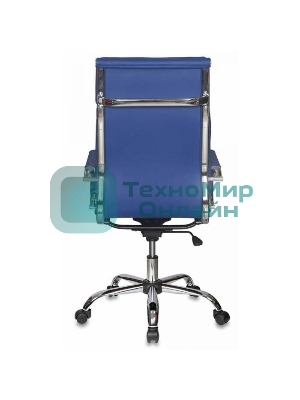Кресло руководителя Бюрократ CH-993/blue синий, искусственная кожа, крестовина хромированная