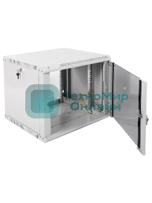 Шкаф настенный ЦМО ШРН-Э-9.500 9U 600x520 мм пер. дв. стекл несъемные бок. пан. серый