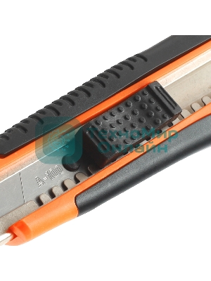 Нож строительный PATRIOT, CKA-182, с выдвижным сегментированным лезвием, автофиксатор, двухкомпонентный пластиковый корпус,18мм