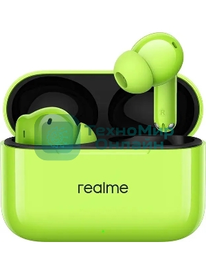 Наушники TWS Realme Buds T200 зеленый, внутриканальные, Bluetooth, до 28 ч