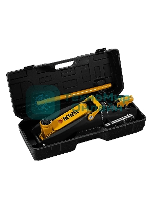 Домкрат гидравлический подкатной с фиксатором Denzel 2,8 т, 135-385 мм, в кейсе