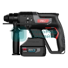 Перфоратор аккумуляторный Deli DE-DC20-2D4 (2 АКБ*4А·ч + ЗУ, 20V, SDS PLUS, 2Дж, 4750уд/мин, 1350об/мин, кейс)