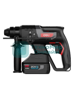 Перфоратор аккумуляторный Deli DE-DC20-2D4 (2 АКБ*4А·ч + ЗУ, 20V, SDS PLUS, 2Дж, 4750уд/мин, 1350об/мин, кейс)